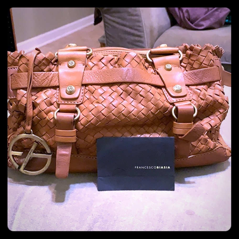 Francesco Biasia woven Italian leather handbag